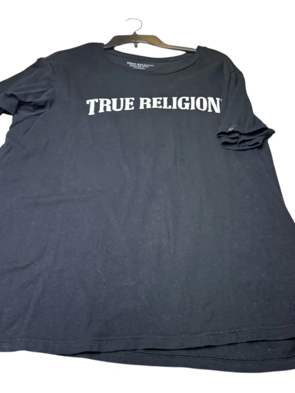 True Religion Black Tee with White Arch Logo 2XL